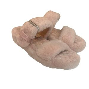 UGG Women’s Fuzz Yeah Pink Comfy Slip On Sandals Size US 7